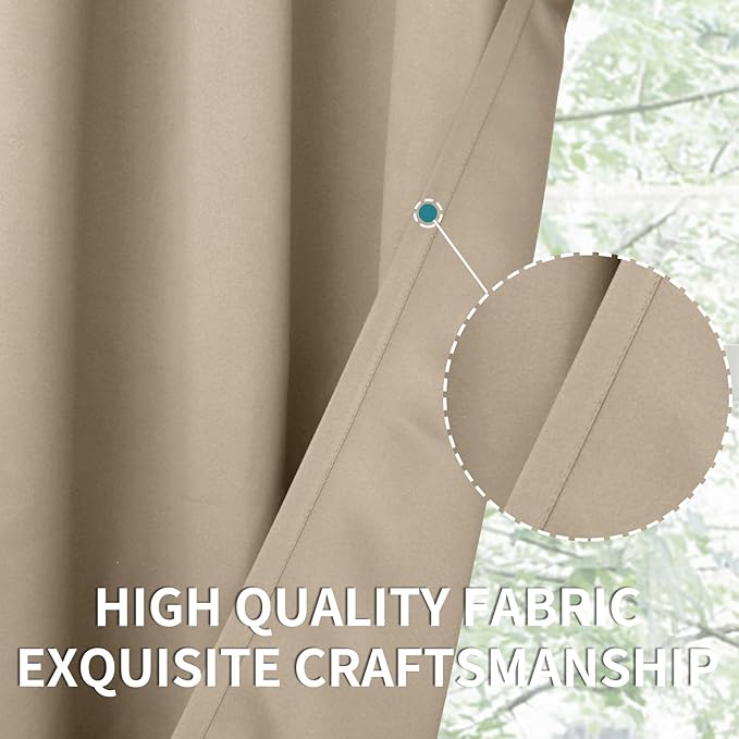 BGment Blackout Curtains - Grommet Thermal Insulated Room Darkening Bedroom and Living Room Curtains, Set of 2 Panels (42 x 72 Inch, Sand)