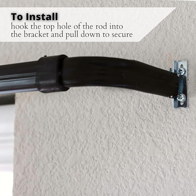 Yafa Home Fashion Heavy Duty Single Standard Adjustable Curtain Rod Hardware Included(Black, 66"-128")