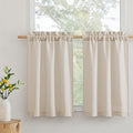 RYB HOME Bathroom Curtains Over Sink 36 inches Length, Linen Blend Semi Sheer Light Filtering Tiers for Camper Kithen Cafe, Small Curtains for Door Window, W 26 x L36, Beige, 2 Panels Set