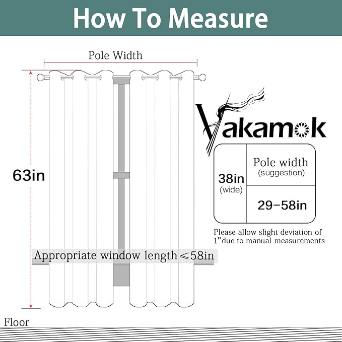 Yakamok Room Darkening Grommet Window Drapes Thermal Insulated Light Blocking Blackout Curtains for Bedroom(Aqua,38Wx63L,2 Panels)