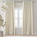 Topfinel 100 Inch Long Ivory White Black Out Custom Drapery Panels, Ceiling Neutral Country Opaque Window Coverings, Sun Blocking Back Tab Modern Heat Blocking Back Tab Curtains for Bay Window