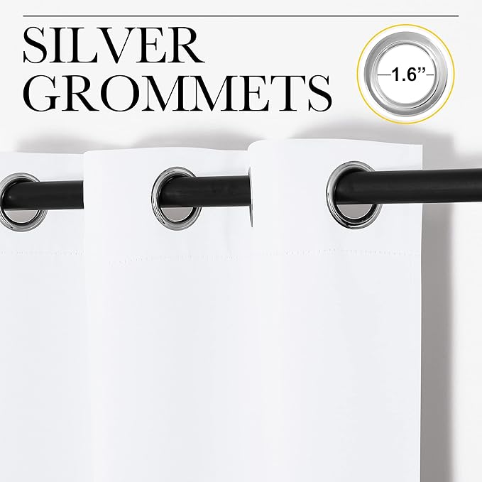 NICETOWN Draperies Curtains Panels, Blocking Out 50% Sunlight Window Treatment Curtains, Grommet Top Small Window Drapes for Bedroom (2 Panels, 34 by 48, White)