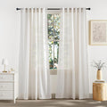RYB HOME Linen Sheer Curtains Light & Airy Translucent Privacy Protected Vertical Panels for Bedroom Living Room, Rod Pocket & Back Tab, Ivory, W 52 x L 95 inch, 2 Panels