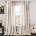 Linen Beige Curtains 145 inch Extra Long for Living Room Back Tab Light Filtering Semi Sheer Drapes Modern Farmhouse Coastal Decor Cotton Textured Curtain for Floor to Ceiling High Window 52x145