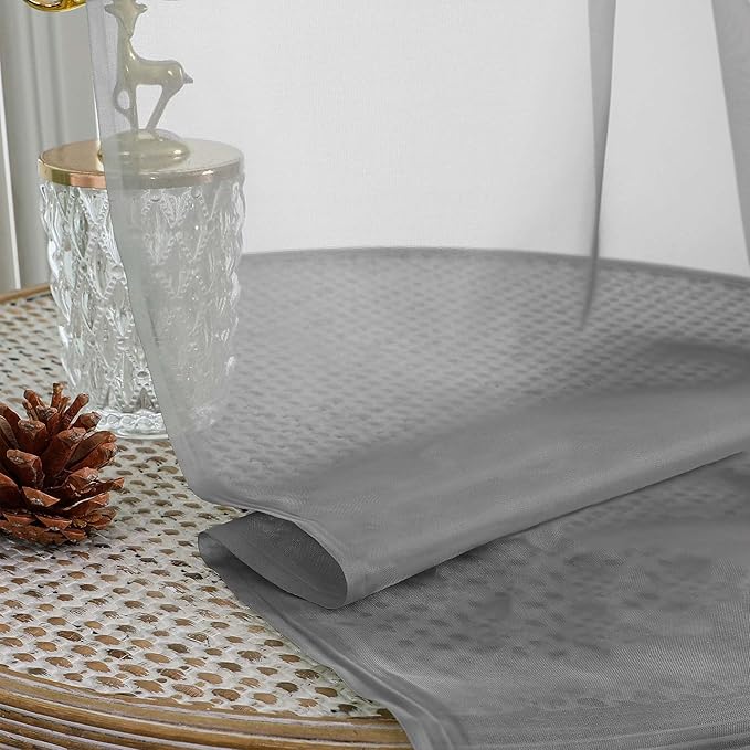 OWENIE Sheer Grey Curtains 108 Inches Long for Living Room Bedroom 2 Panels Set, Lightweight Airy Grey Sheer Curtain, Filmy Voile Rod Pocket, 2 PCS, Each 59" W x 108" L