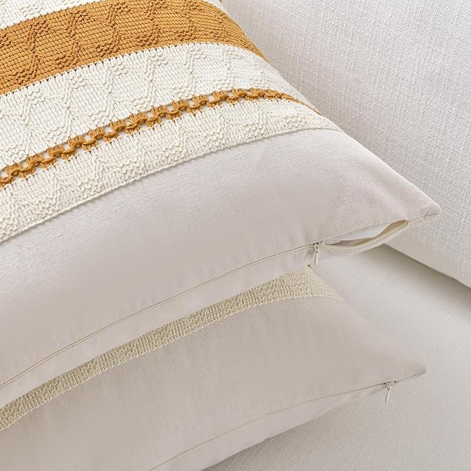 Fancy Homi Set of 1 Mustard Yellow Fall Lumbar Decorative Throw Pillow Cover 12x20 Inch for Couch Bed Sofa, Autumn Halloween Thanksgiving Home Decor, Soft Cotton Cushion Case, Women Teen Girls Gift