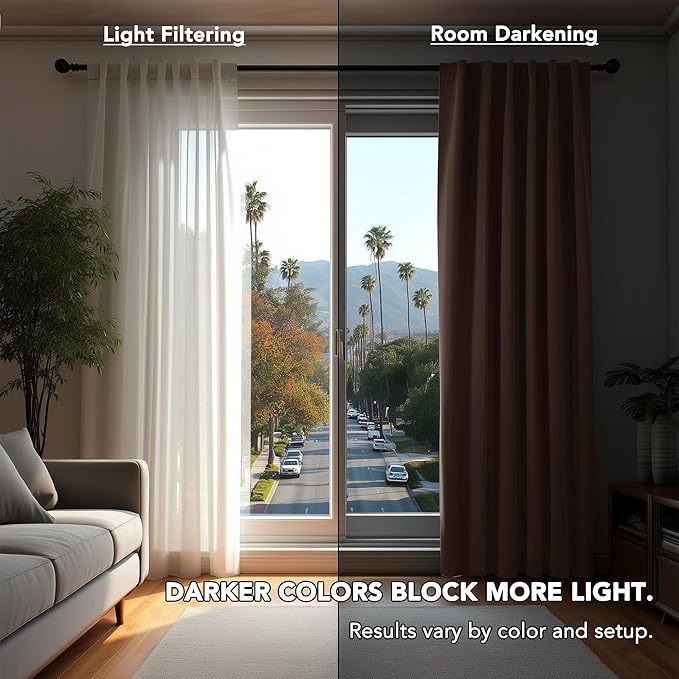 Deconovo Blackout Curtains, Thermal Insulated, W70 x L63 2 Panels, Back Tab, Machine Washable, Room-Darkening Drapes for Bedroom/Living Room Brown