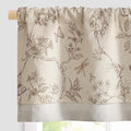 jinchan Floral Curtain Valance for Windows 16 Inch Linen Valance for Kitchen Living Room Rustic Cottage Farmhouse Flower Butterfly Curtain Rod Pocket 1 Panel Double Layer Blackout Taupe on Beige