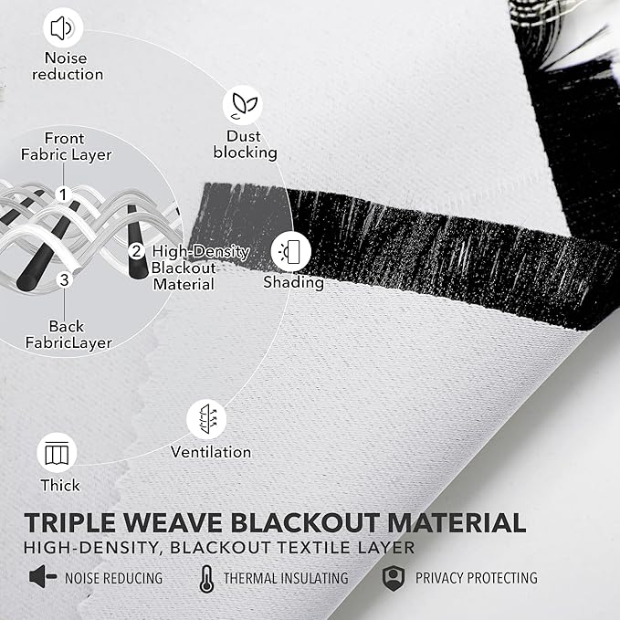 Deconovo Blackout Curtains, Thermal Insulated, W42 x L63 2 Panels, Back Tab, Machine Washable, Room-Darkening Drapes for Bedroom/Living Room Star White