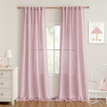 MYSKY HOME Extra Long Country Curtains for Sliding Glass Door Windows, Back Tab Semi Sheer Living Room Curtain Panels Ceiling to Floor Length Drapes Linen Texture Soft, 50 x 108 in, Pink, Set of 2