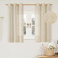 LAMIT Sheer Linen Window Curtains 54 Inch Length for Bedroom, Faux Linen Textured Light Filtering Drapes Bronze Grommet Boho Panels for Kitchen/Living Room, 2 Panels, Linen, 34 x 54 Inch