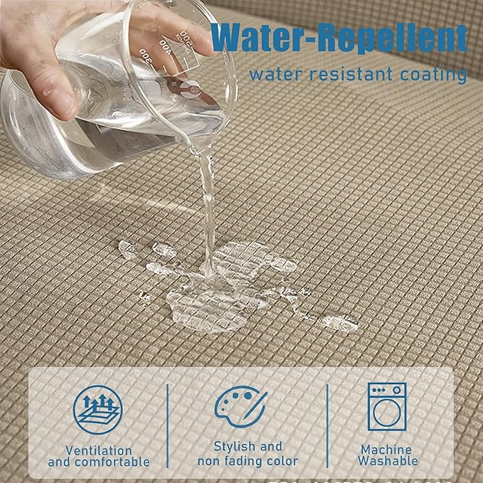 Water Resistance Sofa Seat Cushion Covers RV Couch Covers Stretch Furniture Protector for Dogs, Chindren (Sofa Cushion, Sand)