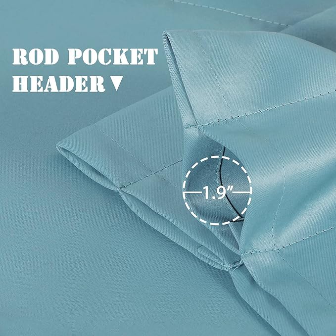H.VERSAILTEX Blackout Valances for Windows,Kitchen Curtains Valance for Living Room/Bedroom/Bathroom Short Window Privacy Decorative Rod Pocket, 52" W x 18,4 Panels, Aqua