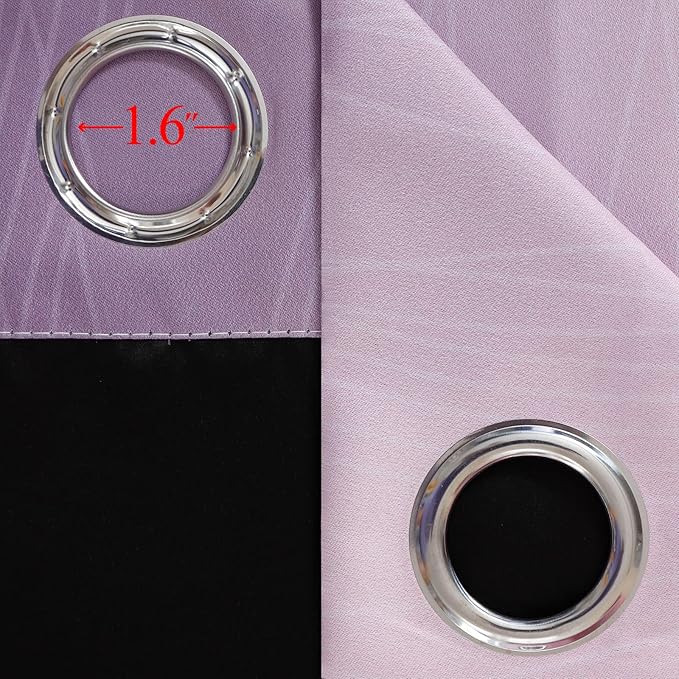 Ombre Pink and Purple Blackout Curtains 96 Inches Long, Full Room Darkening Curtains for Girls Room,Grommet Thermal Insulated Gradient Drapes, Light Blocking Curtains for Bedroom,52x96 Inch, 2 Panels