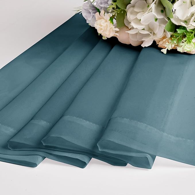 Chyhomenyc Sheer Curtains 63 Inch Length 2 Panels, Light Filtering Rod Pocket Window Sheer Curtain Drapes for Bedroom Living Room, 42Wx63L, 2 Panels, Stone Blue