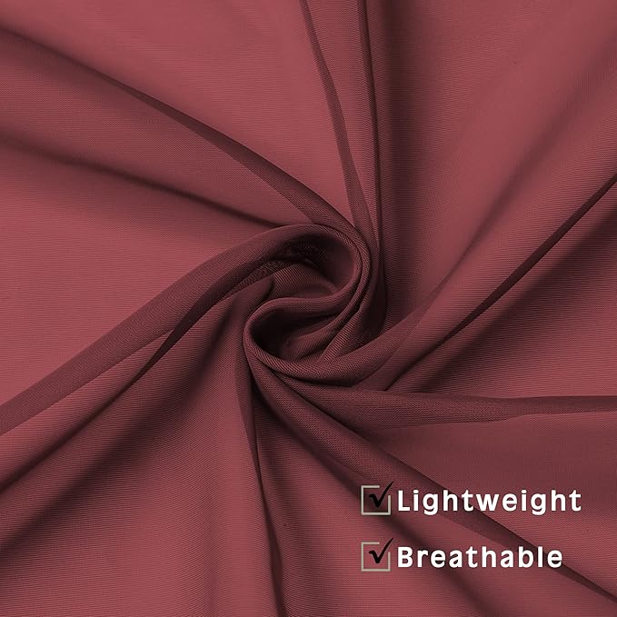 OWENIE Sheer Curtains 54 inches Long 2 Panels Set, Rod Pocket Curtain Sheers for Living Room/Bedroom, Light Filtering Voile Panels Drapes Small Window Treatments, 42" W x 54" L, Burgundy Red