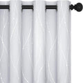 Deconovo Room Darkening Curtains, Greyish White Curtain, Thermal Insulated Noise Reduced Drapes, Silver Wave Dots Print, 52 x 63 Inch Long, Machine Washable Window Panels for Kitchen Bedroom, Set of 2