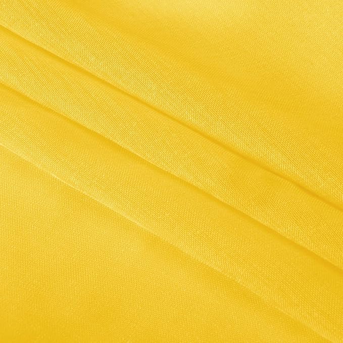 DWCN Yellow Sheer Curtains Semi Transparent Voile Rod Pocket Curtains for Bedroom and Living Room, 42 x 54 inches Long, Set of 2 Panels