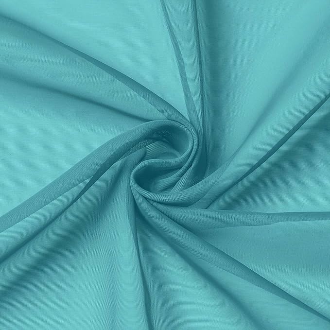 Kitchen Curtains 24 Inch Length Tier 2 Pieces, Turquoise Sheer Curtain Solid Soft Sheer Short Curtains for Windows, Cafe Bathroom Basement Rod Pocket Drapes, Each 42" Wx24 L Inches