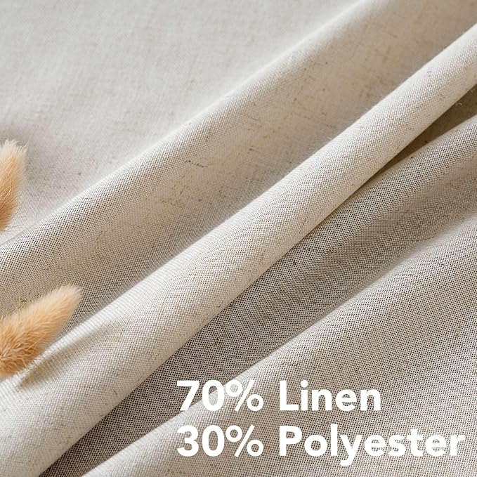 H.VERSAILTEX Luxurious Natural Linen Curtains - 2 Pieces - Total Size 104 Inch Wide (52 Inch Each Panel) - Light Filtering Solid Drapes for Window Grommet Top (Set of 2, 52 by 63Inch, Angora)