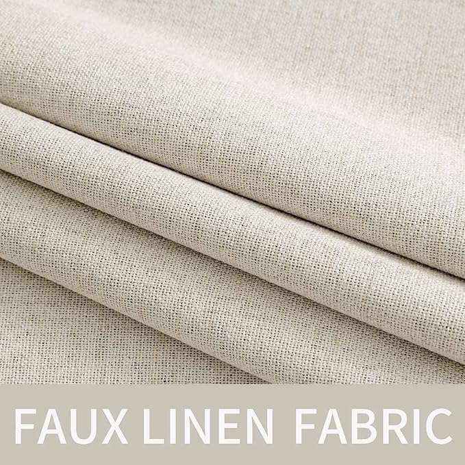 MIULEE Linen Texture Curtains for Bedroom Solid 100% Blackout Thermal Insulated Linen Beige Curtains Grommet Room Darkening Drapes for Living Room Nursery 52x84 Inch (2 Panels)