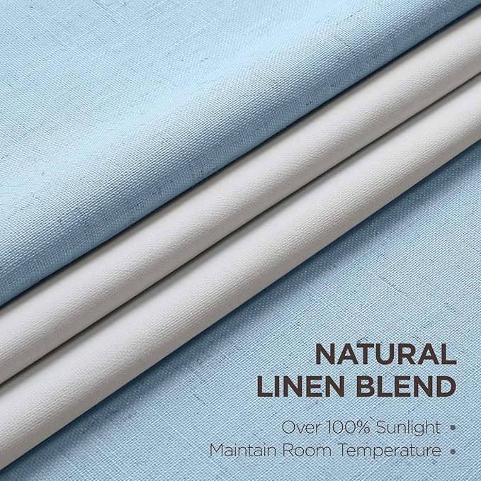 Joydeco Pleated Curtains for Living Room Bedroom, Linen Drapes 90 inch Length 2 Panels Set, Blackout Thermal Insulated Curtain(Chambray Blue,40'' Wx90'' L)