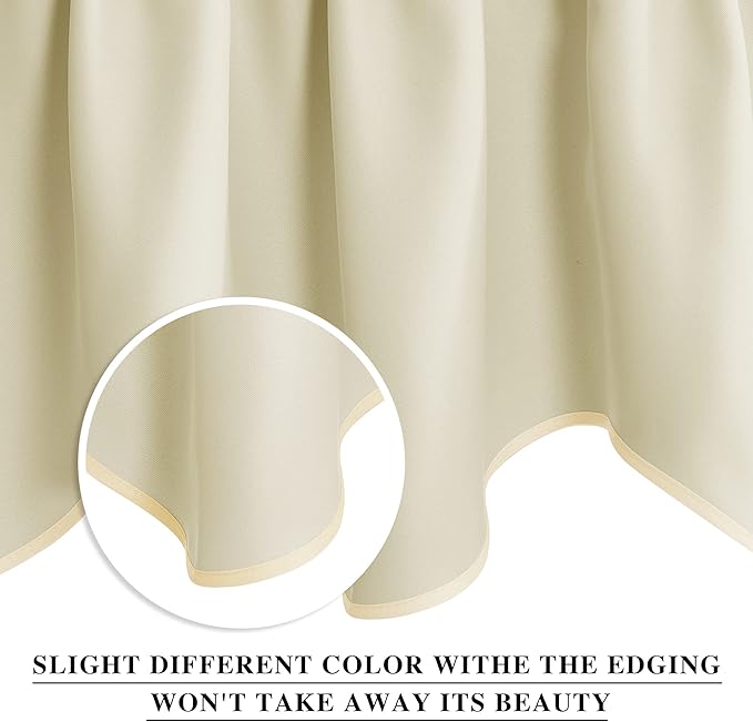 NICETOWN Blackout Valances for Kitchen Window - 42 inches by 18 inches Long Thermal Insulated Rod Pocket Cafe Curtains, Window Treatment for Bathroom/Bedroom (Light Beige, 2 Pieces)