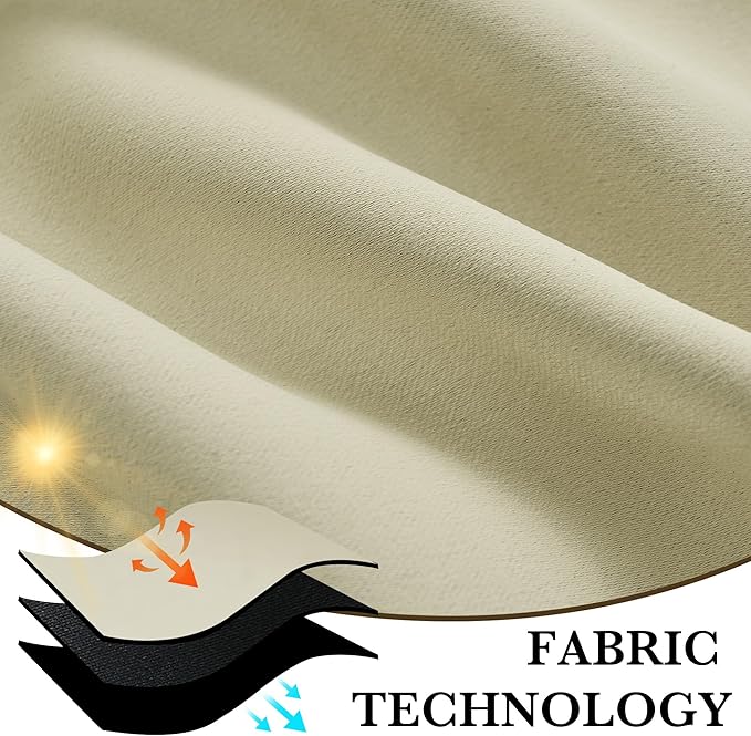 RYB HOME 100% Blackout Short Curtains for Small Window, Thermal Insulated Total Room Darkening Noise Reducing Curtains for Kitchen Bathroom Basement, 42 inches Wide by 36 inches Long, Beige