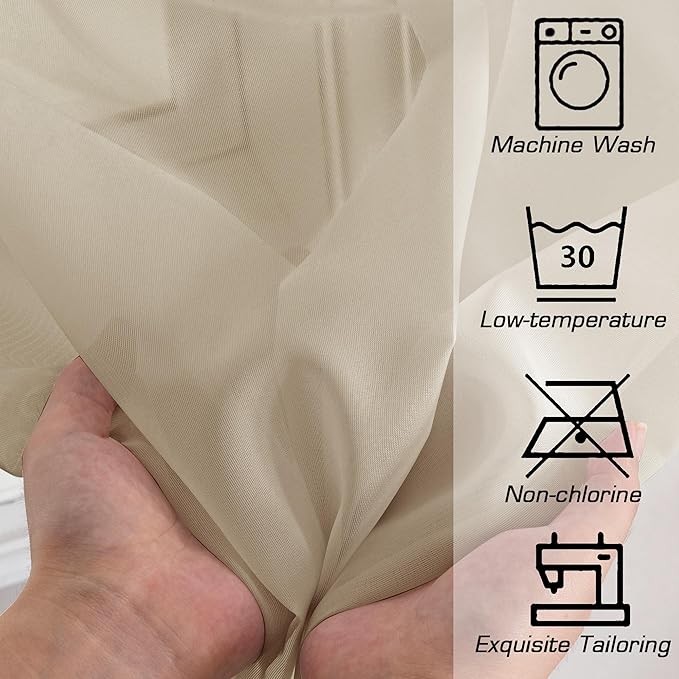 OWENIE Sheer Curtains 63 inch Length 2 Panels Set, Light Weight Soft Solid Light Filtering Fimly Sheer Curtains for Bedroom/Living Room/Dining Room/Nursery, Rod Pocket Window Treatments, 42Wx63L inch