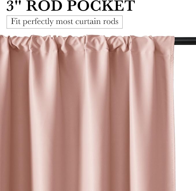 RYB HOME 100% Blackout Short Curtains for Small Window, Thermal Insulated Total Room Darkening Noise Reducing Curtains for Basement Bathroom Basement, 29 inches Wide by 45 inches Long, Peach Pink