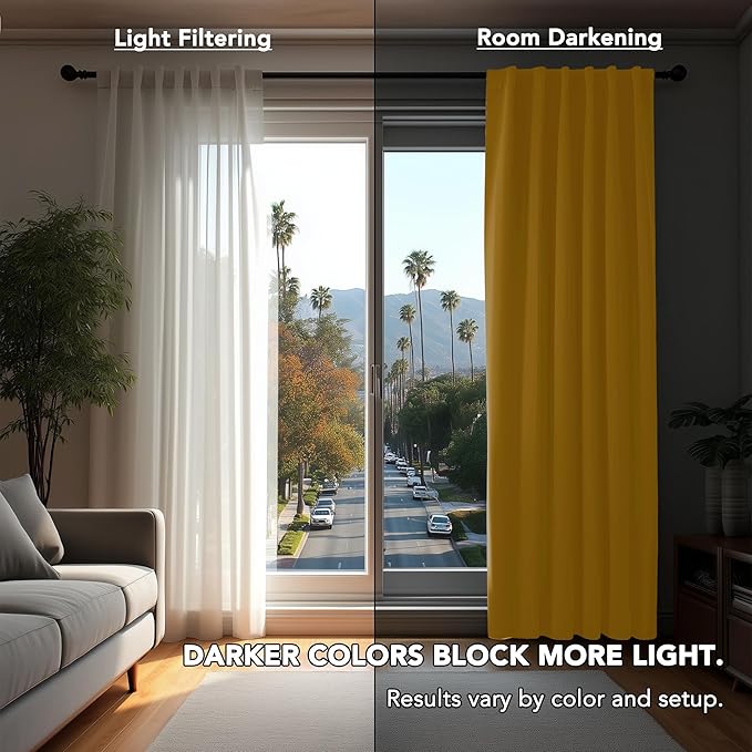 Deconovo Short Blackout Curtains for Small Windows Thermal Insulated Rod Pocket and Back Tab Curtains 42Wx45L Inch Mellow Yellow 2 Panels