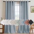 H.VERSAILTEX Linen Curtains Home Decorative Nickel Grommet Curtains Privacy Added Energy Saving Light Filtering Window Treatments Draperies for Bedroom, Stone Blue, 2 Panels, 52 x 96 - Inch