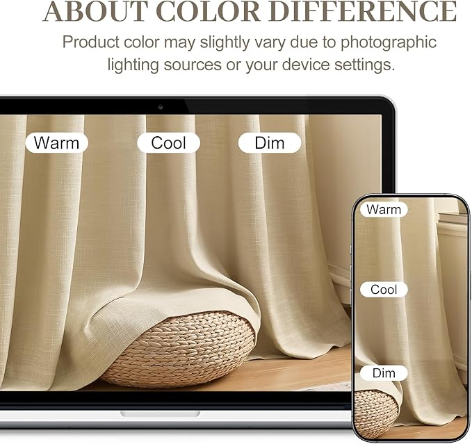 IVAPUPU 70 Inch Extra Width Pinch Pleated Curtains for Living Room, Pleated Linen Sheer Curtains Light Filtering Privacy Hooks Rings Back Tab Drapes for Sliding Door, 1 Panel, 70Wx84L, Sand Beige