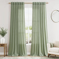 Light Sage Linen Curtains 108 Inches Long for Living Room 2 Panels Set Extra Long Back Tab Curtain Semi Sheer Light Filtering Sage Green Drapes Floor to Ceiling Drapes for Large Windows 52x108