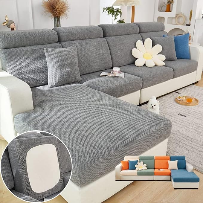 Soothing Home Sofa Covers, Sofa Hero Covers, Wear-Resistant Universal Couch Covers Washable Stretch Sectional Couch Cushion Covers (Grey,Headrest Cover)