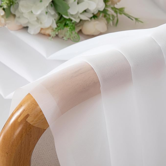 OWENIE Sheer Curtains 84 Inches Long 2 Panels Set, Sheer White Curtains for Living Room Bedroom 59 Inch Extra Wide, Modern Voile Filmy Rod Pocket Drapes, 2 Pcs, Each 59 W x 84L, White