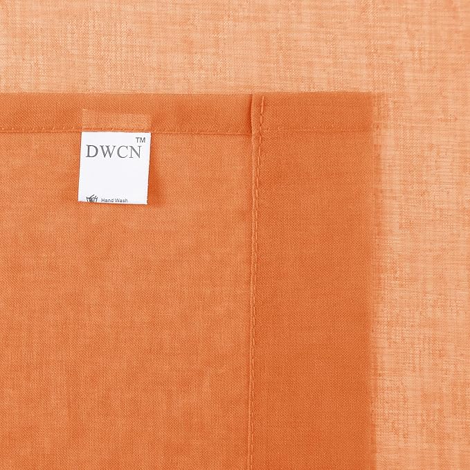DWCN Sheer Curtains 54 inch Length 2 Panels Set, Orange Short Light and Airy Gauzy Window Curtain Drapes for Cafe/Loft/Nursery, 2pcs, W52 x L54