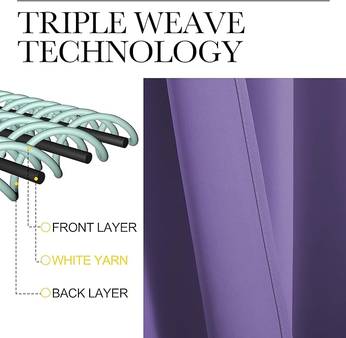 NICETOWN Blackout Curtains for Bedroom, Blackout Curtain Panels, Lilac Purple, 1 Pair, 42 by 45-inch, Window Treatment Energy Saving Thermal Insulated Solid Rod Pocket Blackout Drapes/Draperies