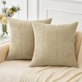 MIULEE Pack of 2 Beige Throw Pillow Covers 18x18 Inch Soft Chenille Pillow Covers for Sofa Living Room Spring Home Decor Couch Solid Dyed Cases Not Pillow Inserts