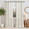 NICETOWN Linen Curtains for Bedroom 96 inch Long, Grommet Flax Linen Weave Window Curtains & Drapes Semi Sheer Privacy with Light Filtering for Living Room, W36 x L96, 2 Panels
