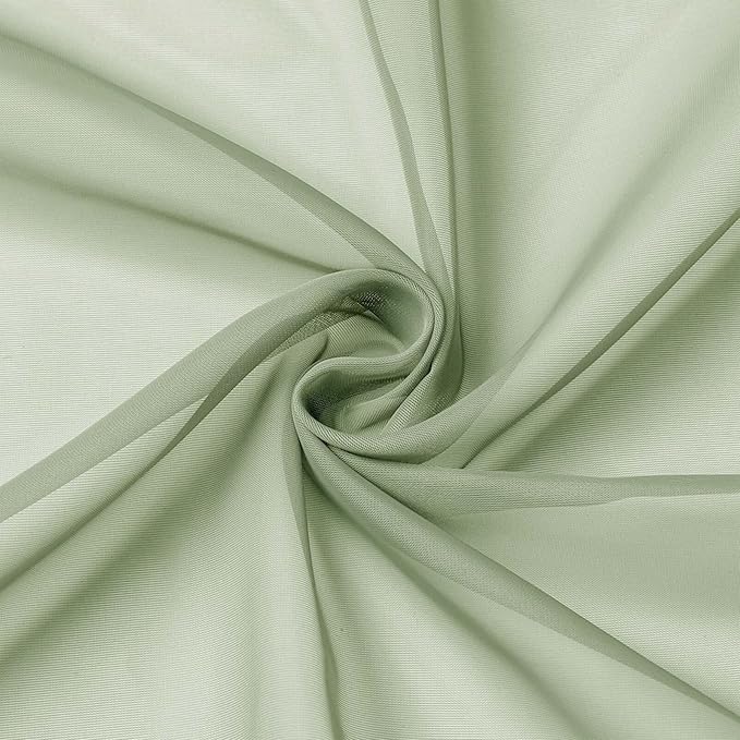 Extra Long Sheer Light Green Curtains for Bedroom Living Room 120 Inches Long 2 Panels Set, Solid Soft Light Filtering Rod Pocket Sheer Window Curtains, Light Green, Each 42" Wx120 L Inch