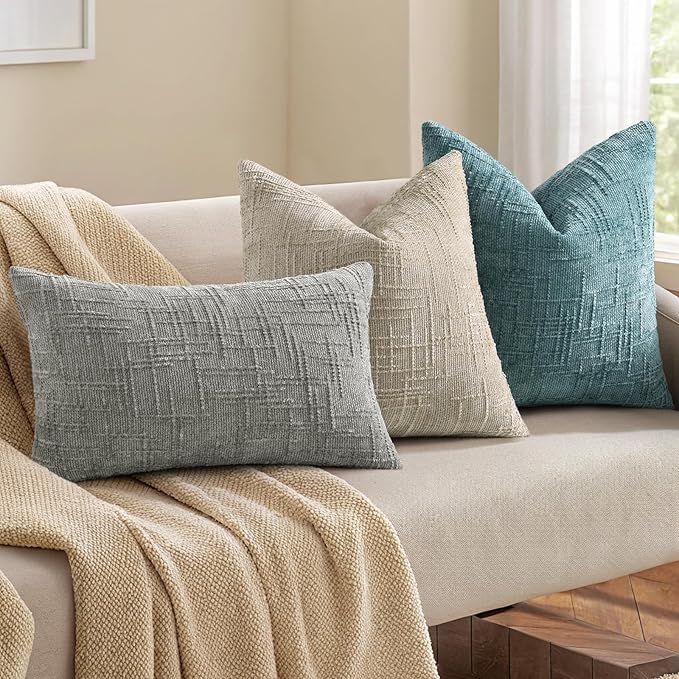 decorUhome Light Brown Chenille Euro Sham Throw Pillow Covers 26x26 Set of 2 Textured Soft Cozy Slubby Couch Pillow Covers Modern Farmhouse Boho Decorative Pillow Cases for Bed Sofa Living Room