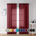 Chyhomenyc Burgundy Sheer Curtains 84 Inches Long 2 Panels, Light Filtering Voile Christmas Curtain Drapes Window Treatment for Bedroom Living Room, Each 42Wx84L Inch