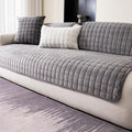 Velvet Couch Cover, Washable Sectional Sofa Cover, Anti Slip Sofa Slipcovers for 3 Cushion Couch Sofa L Shaped Recliner, Furniture Protector Covers for Pets Kids(Dark Grey, Only 1 PCS)