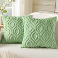 decorUhome Summer Throw Pillow Covers 24x24 Inch Set of 2, Soft Plush Faux Wool Light Sage Green Solid Couch Pillow Covers, Accent Euro Sham Farmhouse Square Pillow Cases for Sofa Bed Living Room