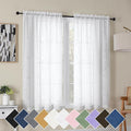 Simplebrand Semi Sheer White Curtains 45 Inch Length 2 Panels, Geometric Jacquard Clip Textured Short Sheer Curtains for Bedroom，Modern Elegant Window Curtains Panels/Drapes/Treatment Sheer，42x45 inch