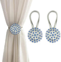 Magnetic Tiebacks for Curtains, 2 Pack Sparkling Crystal Flower Curtain Tiebacks Curtain Buckle Clips with High-Elastic Spring Wire for Home Office Decoration (Royal Blue)
