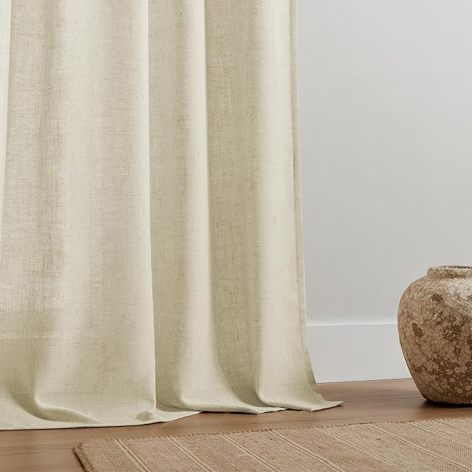 Joydeco Linen Curtains 84 Inch Length 2 Panel Sets,Light Filtering Curtains for Bedroom 52 Inch Wide Living Room Drapes with Back Tabs & Rod Pockets (W52 x L84 Inch, Linen)