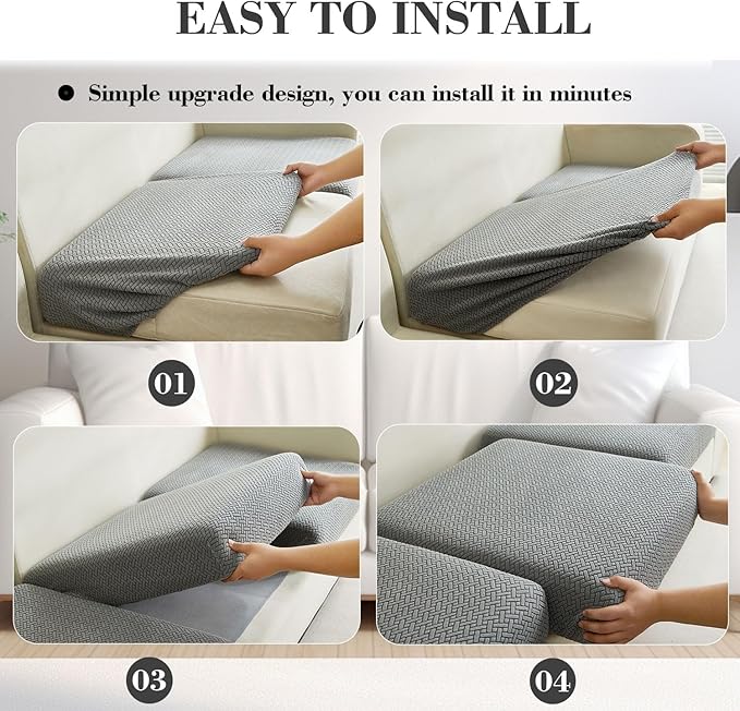 Sofa Covers Couch Covers for Sofa Pet Friendly Couch Cushion Covers Universal Sofa Covers Washable Stretch Slipcovers for Sectional Sofa (Texture Metal Gray,Back Cover M)