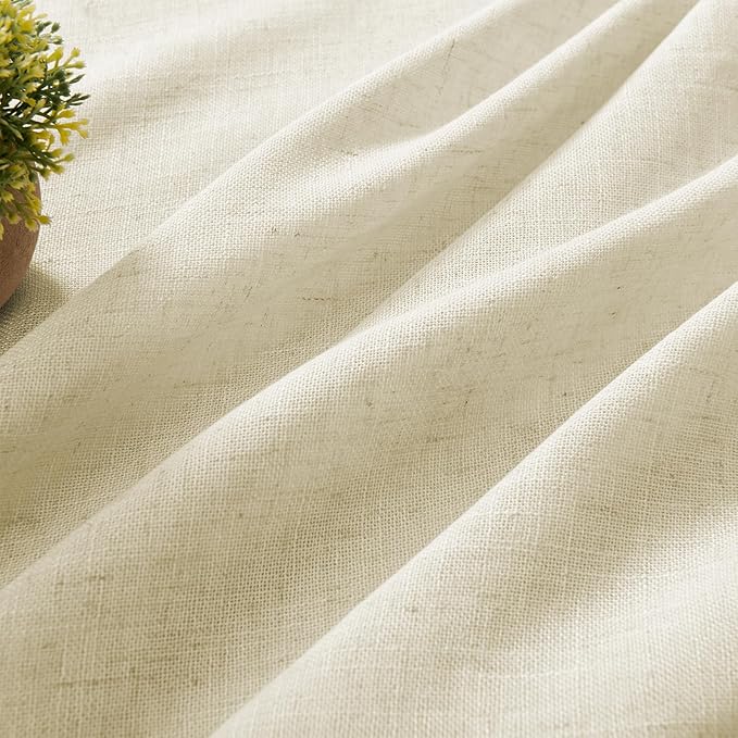 Joydeco Linen Curtains 96 Inch Length 2 Panel Sets,Light Filtering Curtains for Bedroom 52 Inch Wide Living Room Drapes with Back Tabs & Rod Pockets (W52 x L96 Inch, Linen)